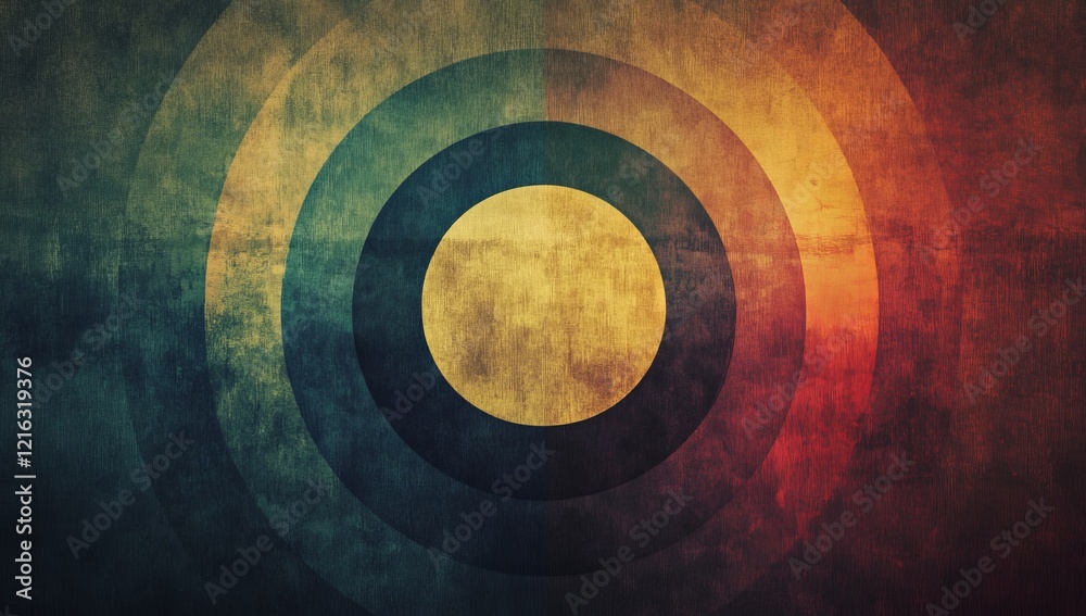Poster abstract concentric circles on grunge texture background. (1)