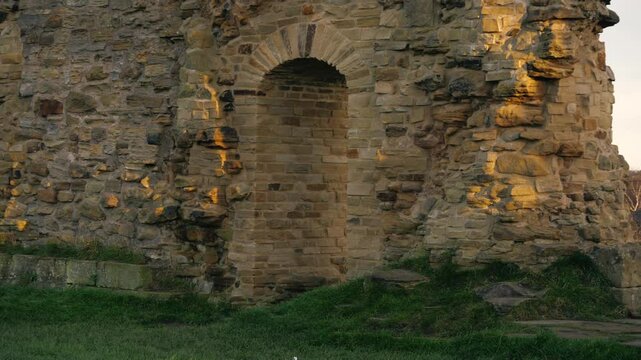 Sandal castle ruins in Yorkshire wide landscape 