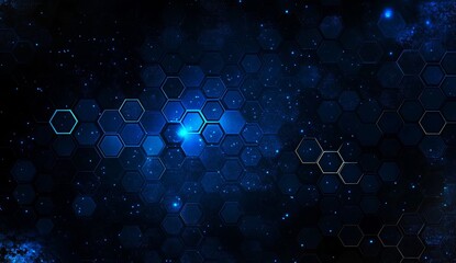 Abstract blue hexagon technology background.