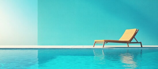 Fototapeta premium Summer Poolside Relaxation: Turquoise Waters and Golden Lounger
