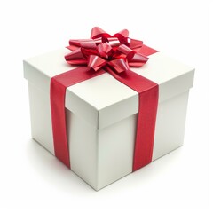 Obraz premium White gift box tied with red ribbon creating a festive feel