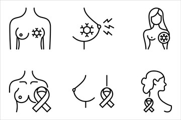 Breast Cancer icon set, diagnostic and treatment, Medical icons. vector illustration on white background