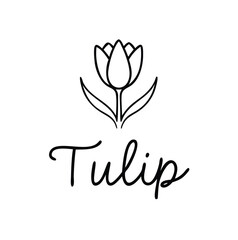 A minimalist floral logo featuring a tulip outline.