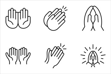 Fototapeta premium Pray icon set. Hands folded in prayer, hands praying sign, vector illustration on white background