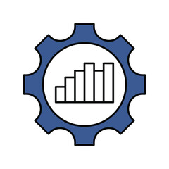Bar Chart blue icon with white background vector stock illustration