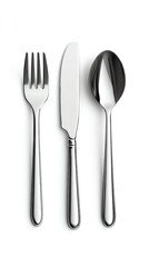 Elegant cutlery set with fork, knife, and spoon.