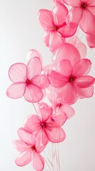 Fototapeta premium Party balloon arrangement of pink and white flowers bouquet,Bouquet of flowers from inflatable balls on a white isolated background,for gift friend,couple,valentine day concept.