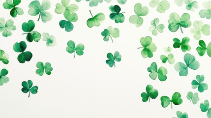 Fototapeta premium Watercolor clover isolated on white background, Lucky clover leaves with four leaf,Clover flowers background,Patricks day watercolor clipart,Spring flower pattern,St. Patrick s day seamless pattern.