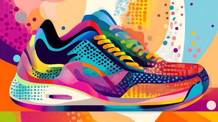 Urban Steps: Stylized Digital Artwork of Fashionable Sneakers with Dynamic Design