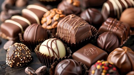 Variety of luxury chocolate truffles and treats  
