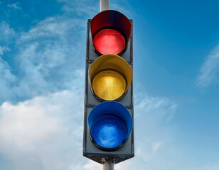 クローズアップした信号機 