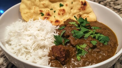 A traditional Indian lamb curry, rich and flavorful,