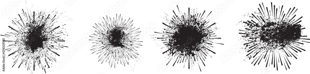 Poster Collection of ink splashes for speckle effect .Set of Black Spray Blot of Ink. Place blobs, stains and splats in this pack over any object to create grunge effect .Spray paint drips .abstract vector.