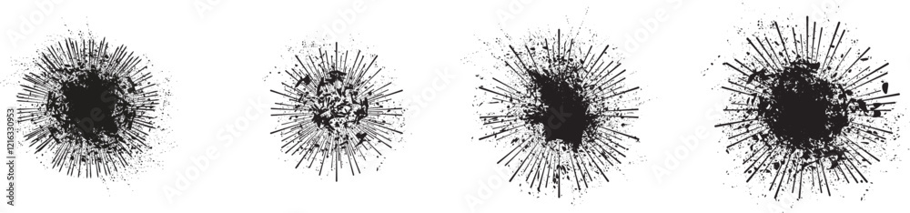 Aufkleber Collection of ink splashes for speckle effect .Set of Black Spray Blot of Ink. Place blobs, stains and splats in this pack over any object to create grunge effect .Spray paint drips .abstract vector.