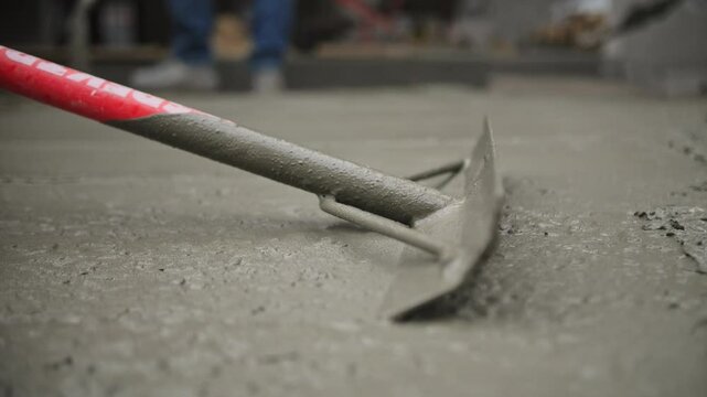 Leveling wet concrete with a tool