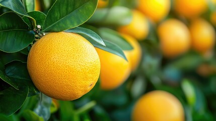 Lush Orange Grove: A Bountiful Harvest of Ripe Citrus Fruits