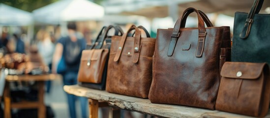 Artisan Leather Bags at a Farmers Market