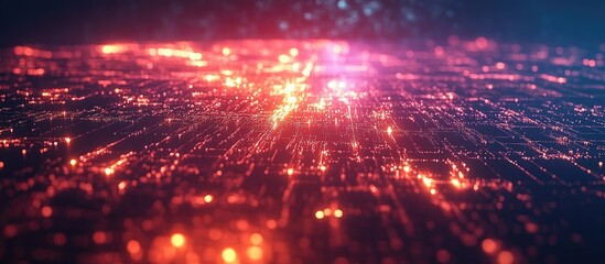 Fototapeta premium Abstract Digital Cityscape: Glowing Network of Lights