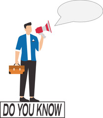 Did you know template design, fun fact, expert information, explanation or solution, idea or advice message, useful knowledge or wisdom, useful tip, man talk on megaphone on did you know speech bubble