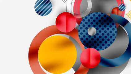 Abstract Circle Design with Overlapping Transparent Geometric Shapes