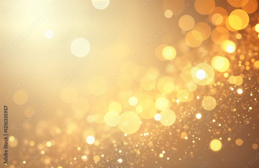 Poster abstract gold bokeh background. glittering, sparkly circles create cheerful festive mood. ideal for 