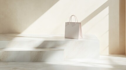 refined white shopping label, architectural light shadow play, rose quartz and cream surfaces, artisanal string attachment, premium fashion photography, clean lines, sophisticated product styling