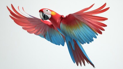 Fototapeta premium Scarlet Macaw in Flight: A Vivid Display of Tropical Beauty