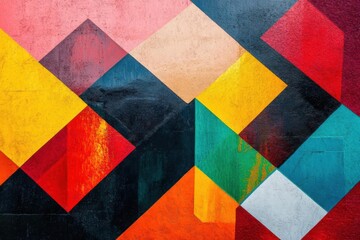 Fototapeta premium Colorful Geometric Shapes Create Abstract Design, Modern Art Theme.
