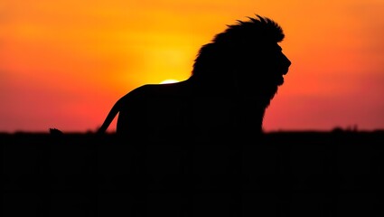 A Majestic Lion in Midstride, Its Powerful Legs and Mane Flowing