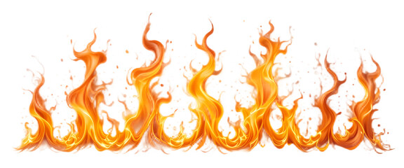 "set of bright dynamic fire flames isolated on white"
