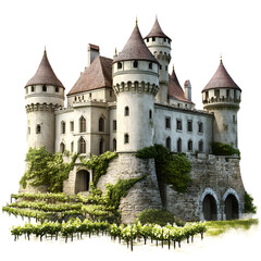 Majestic Medieval Castle with Lush Vineyard