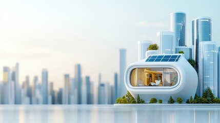 Fototapeta premium Modern Eco-Friendly Home in Urban Landscape