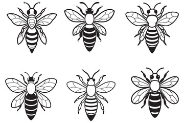 clean simple honeybee insect vector silhouette