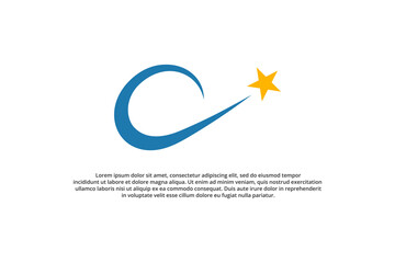 letter c and shooting star logo design