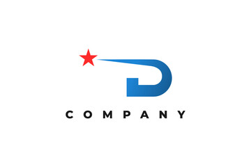 letter d and shooting star modern logo