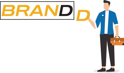Build branding to increase sales, product or company value strategy, build reputation or identity for customer recognition concept, professional businessman builds a word brand