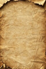 Old, vintage scrapbook paper with worn-out edges, aged, yellowed, and stained parchment
