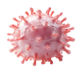 Exploring the intricate details of a vibrant virus under a microscope while studying its structure and behavior isolated on transparent background