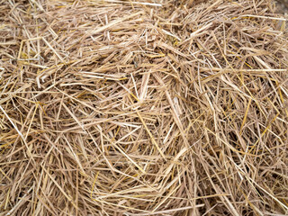 Harvesting straw bales farm field agriculture rural landscape aerial perspective sustainability