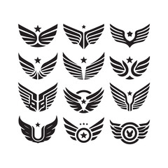 Wings icons set. Simple set of wings vector icons for web design on white background