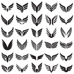Wings icons set. Simple set of wings vector icons for web design on white background