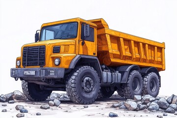 Dump Truck isolated on white background. Dump Truck icon. Heavy Machinery isolated on white. Construction Vehicle. Dump Truck Design Element. Dump Truck Isolated for Designers. Dump Truck isolated. 