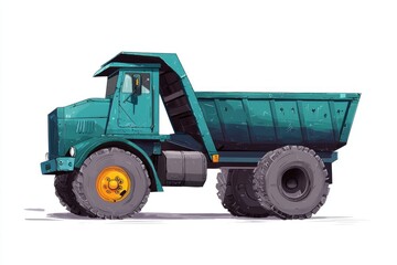 Obraz premium Dump Truck isolated on white background. Dump Truck icon. Heavy Machinery isolated on white. Construction Vehicle. Dump Truck Design Element. Dump Truck Isolated for Designers. Dump Truck isolated. 