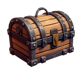 Exploring a treasure chest filled with mystery and adventure in a fantastical world isolated on transparent background