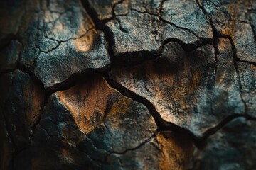 Textured surface reveals intricate cracks, showcasing nature's a