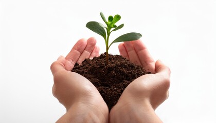 Hands cradling a young plant symbolizing new beginnings and growth in nature