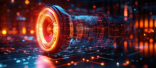 Fototapeta premium Futuristic Technology: Digital Core Illuminated in Vivid Neon Hues