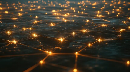 Fototapeta premium An interconnected AI network visualized as a web of glowing