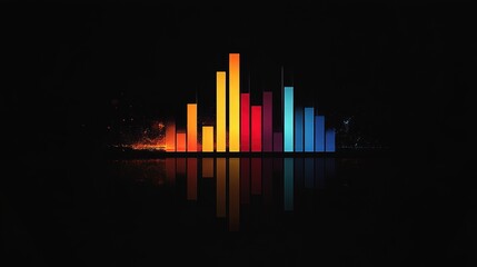Stylized bar chart with different colored bars on a black background, clean and impactful visual 