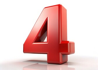 3D Red Number 4 - Dynamic Design